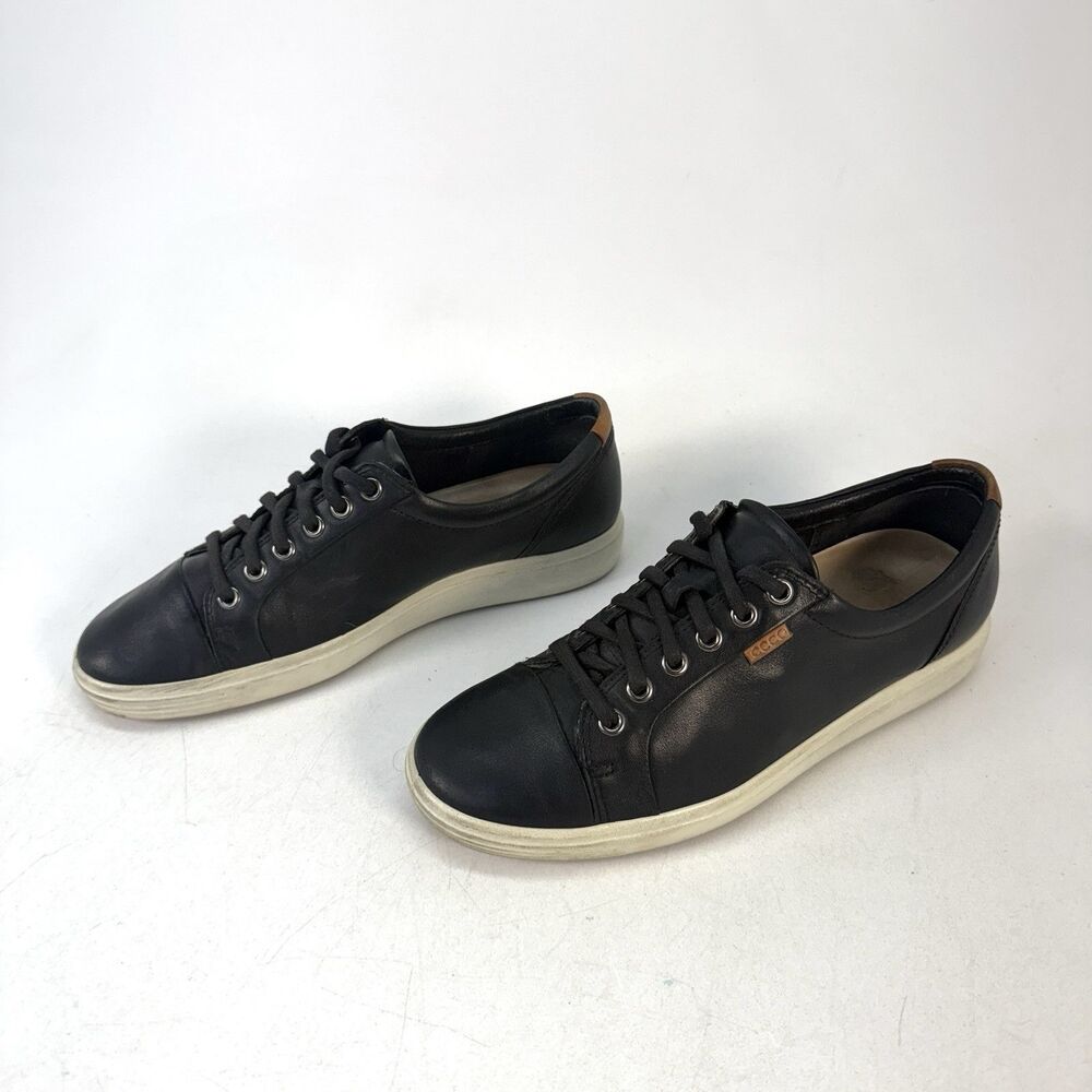 ECCO Soft 7 Womens Size 8 Shoes Black Leather Low Top Lace Up Casual Sneakers - Picture 2 of 11